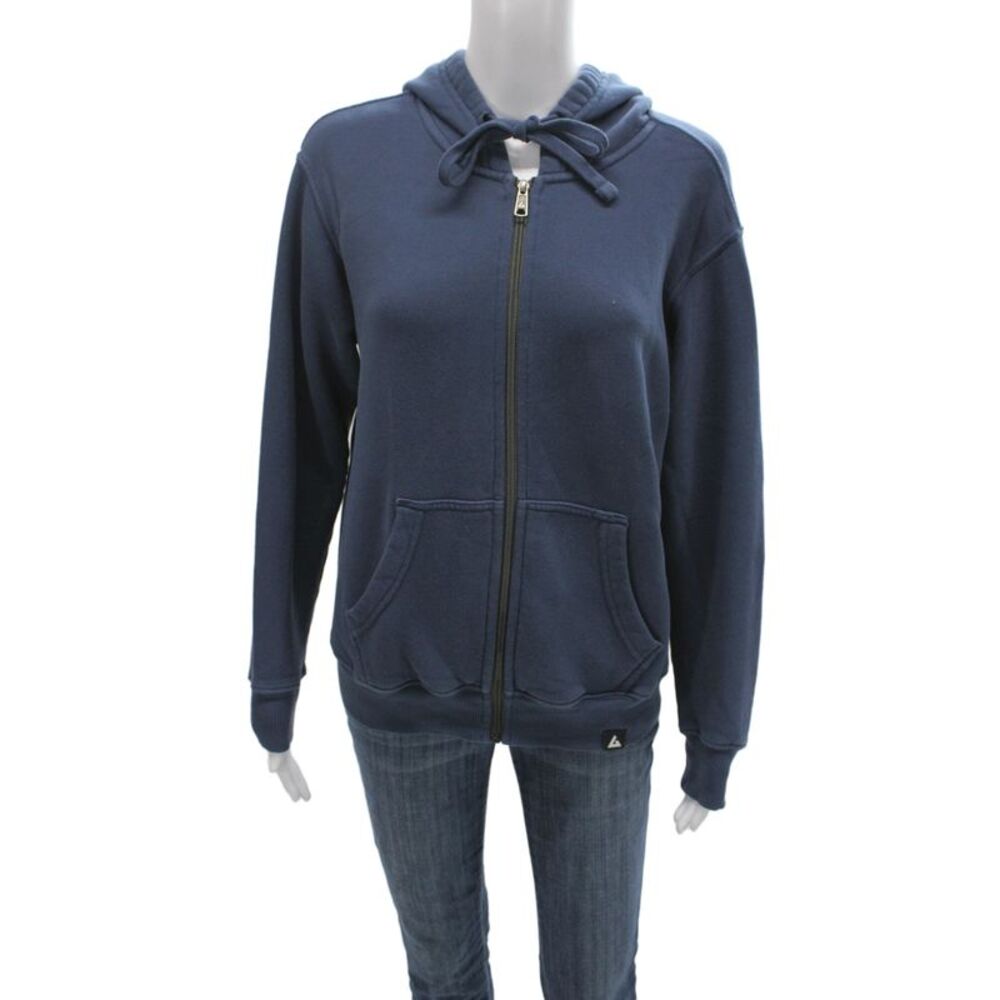 American Giant Unisex Full-Zip Hoodie Dark Blue Cotton Drawstring Size M